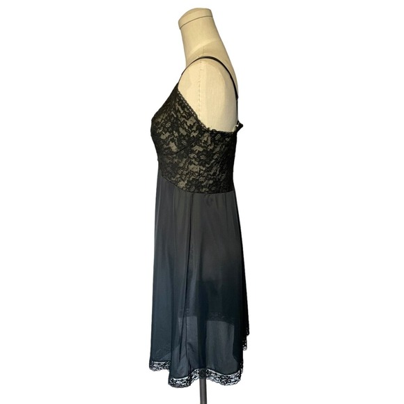 Vintage Komar Lingerie Black Lace Slip Dress Goth Fairy Whimsygoth 36 Medium - Picture 3 of 5
